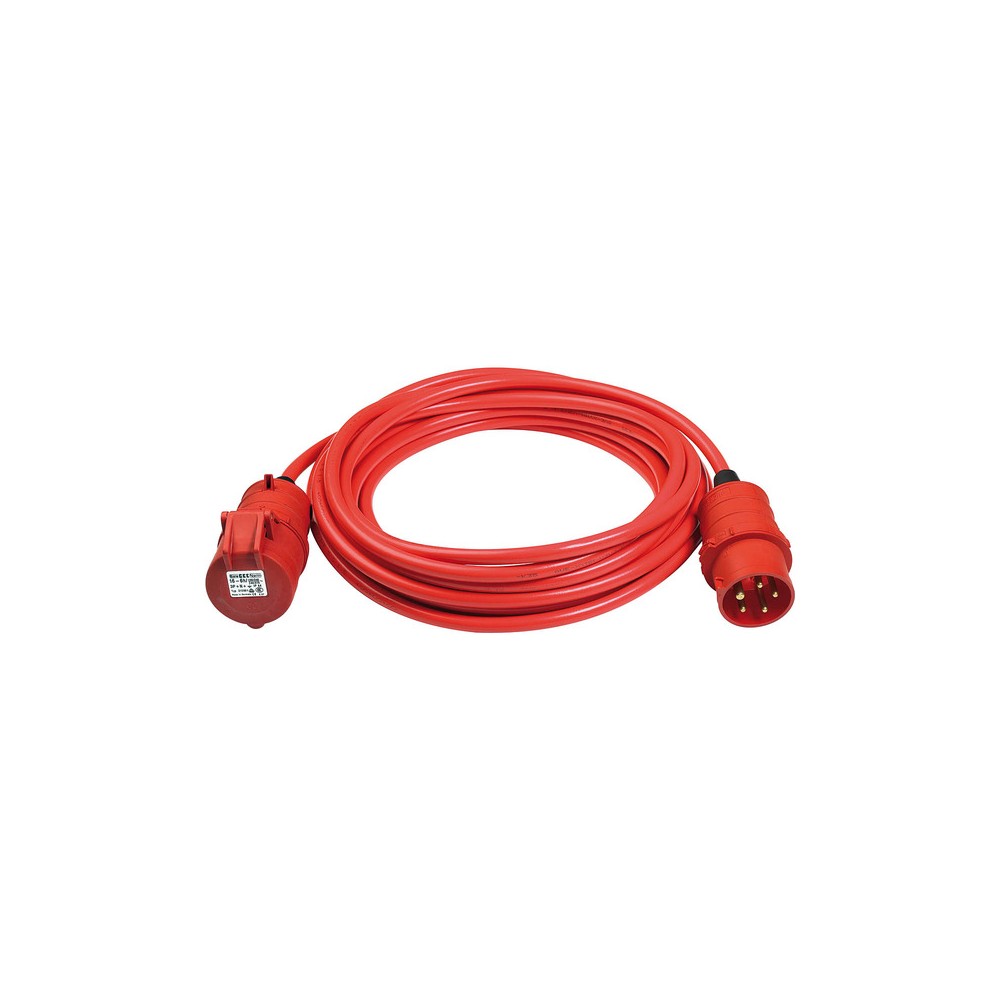  CEE Kabel przedłużający BREMAXX IP44 10m czerwony AT-N07V3V3-F 5G1,5mm², CEE 400V/16A 5 WTYKÓW