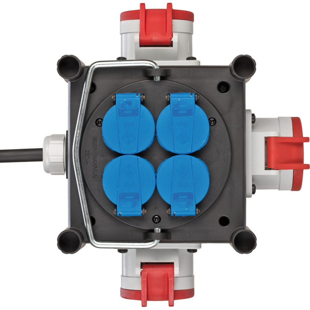 Kompaktowy gumowy rozdzielacz mocy kabel 1 m, 3x CEE 400V/16A, 4x 230V/16A