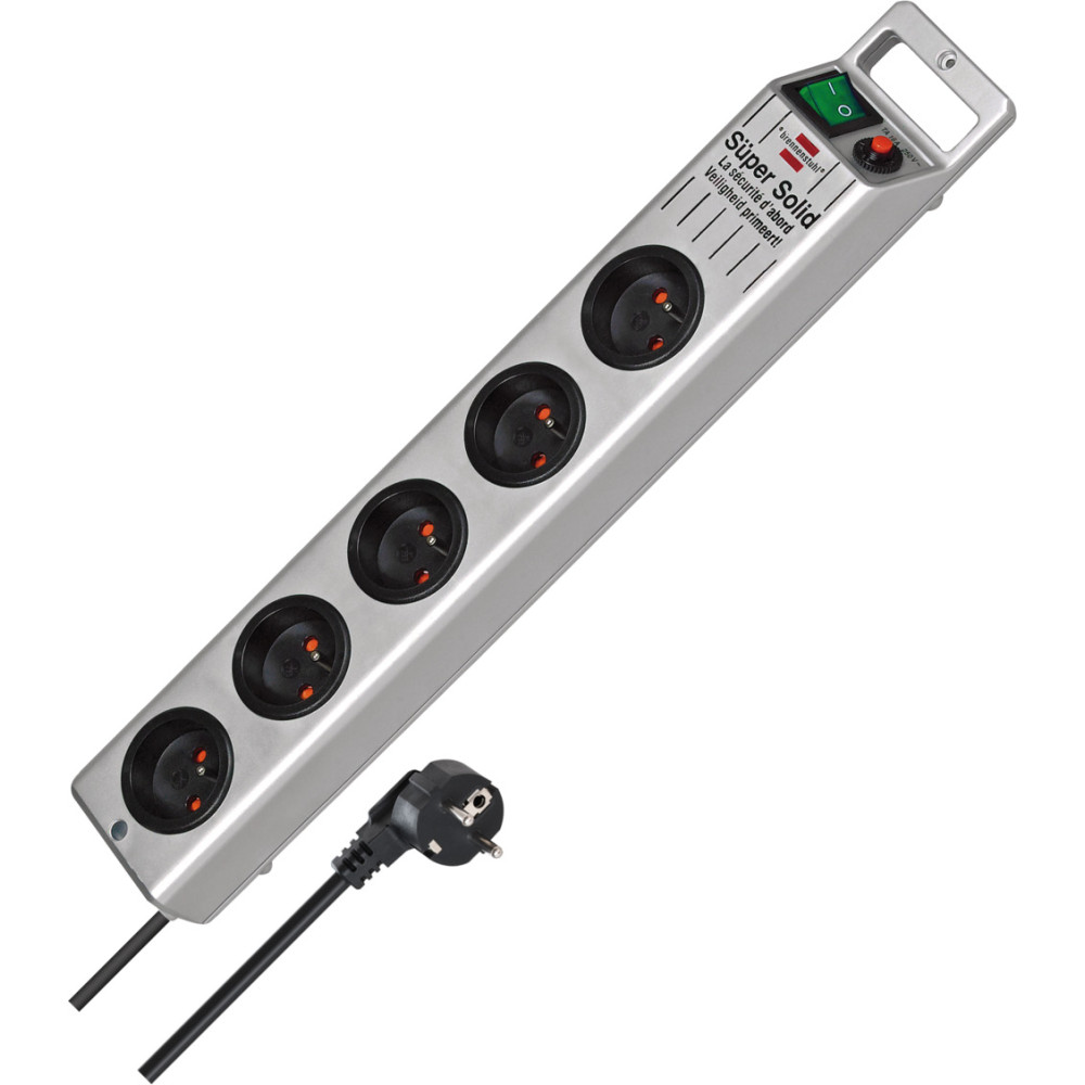 Super-Solid-Line Listwa zasilająca 5 gniazd srebrny 2,5m